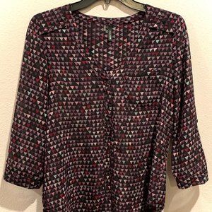 Black and Purple, Sheer, Triangle-Pattern Shirt